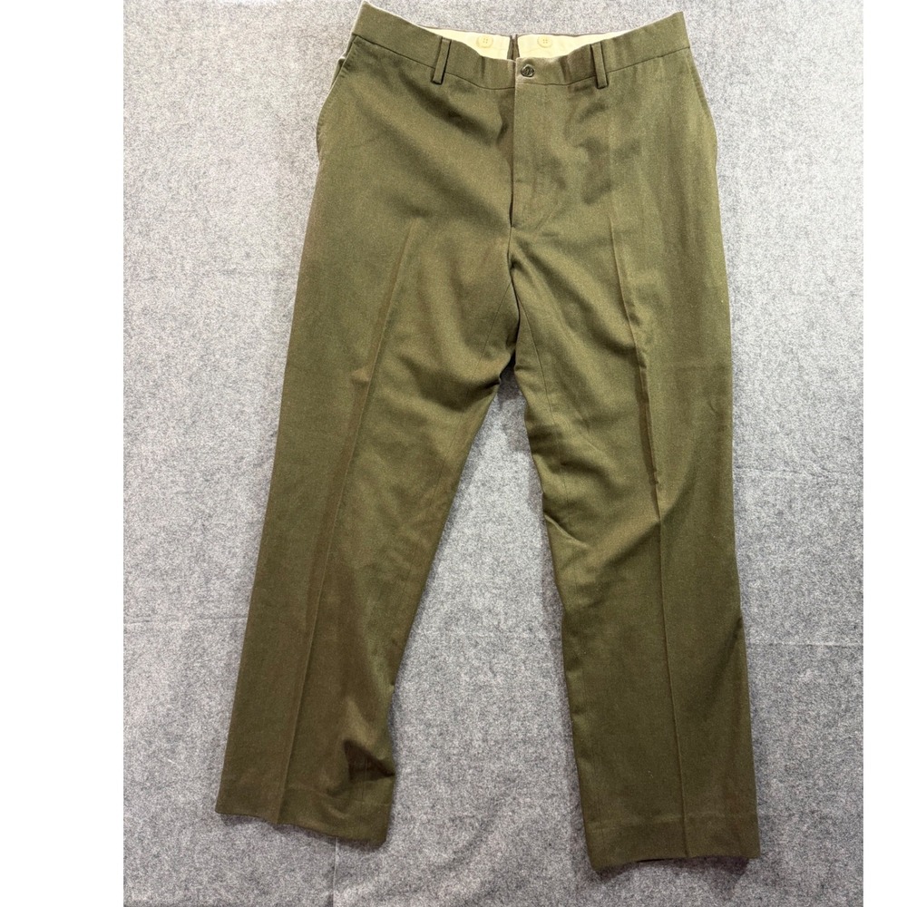 Ralph Lauren Purple Label Wool Cashmere Trousers Olive Green  35x31.5 (Tag 38)